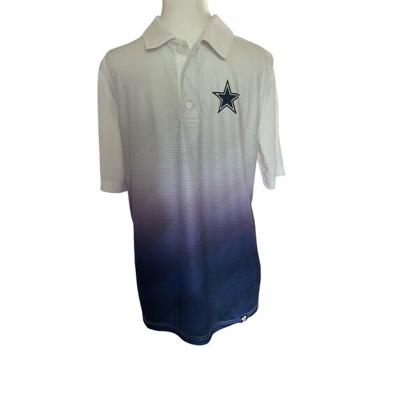 Dallas Cowboys Men's Medium Fanatics White Blue Gradient Polo Shirt - Picture 9 of 12